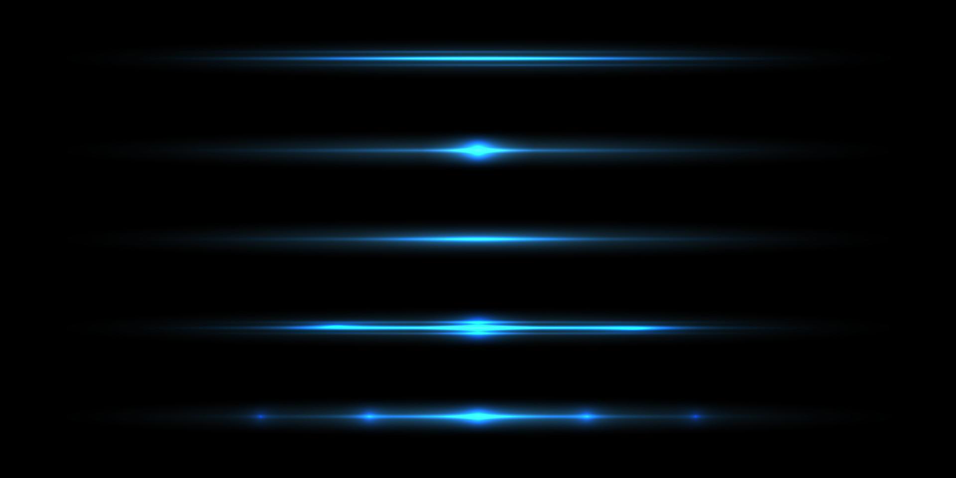 Set of neon blue lens flares. Glow light effect vector