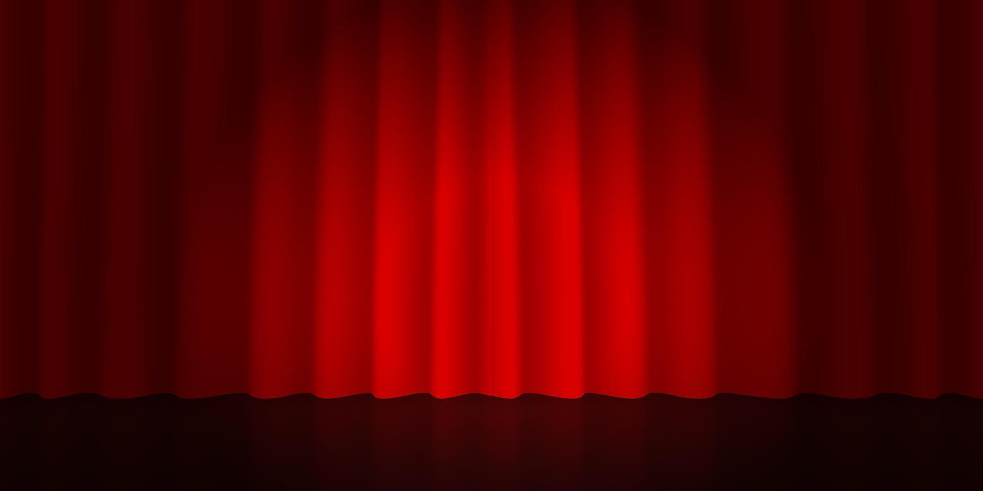 3d realistic scene with red curtain and spotlight. vector