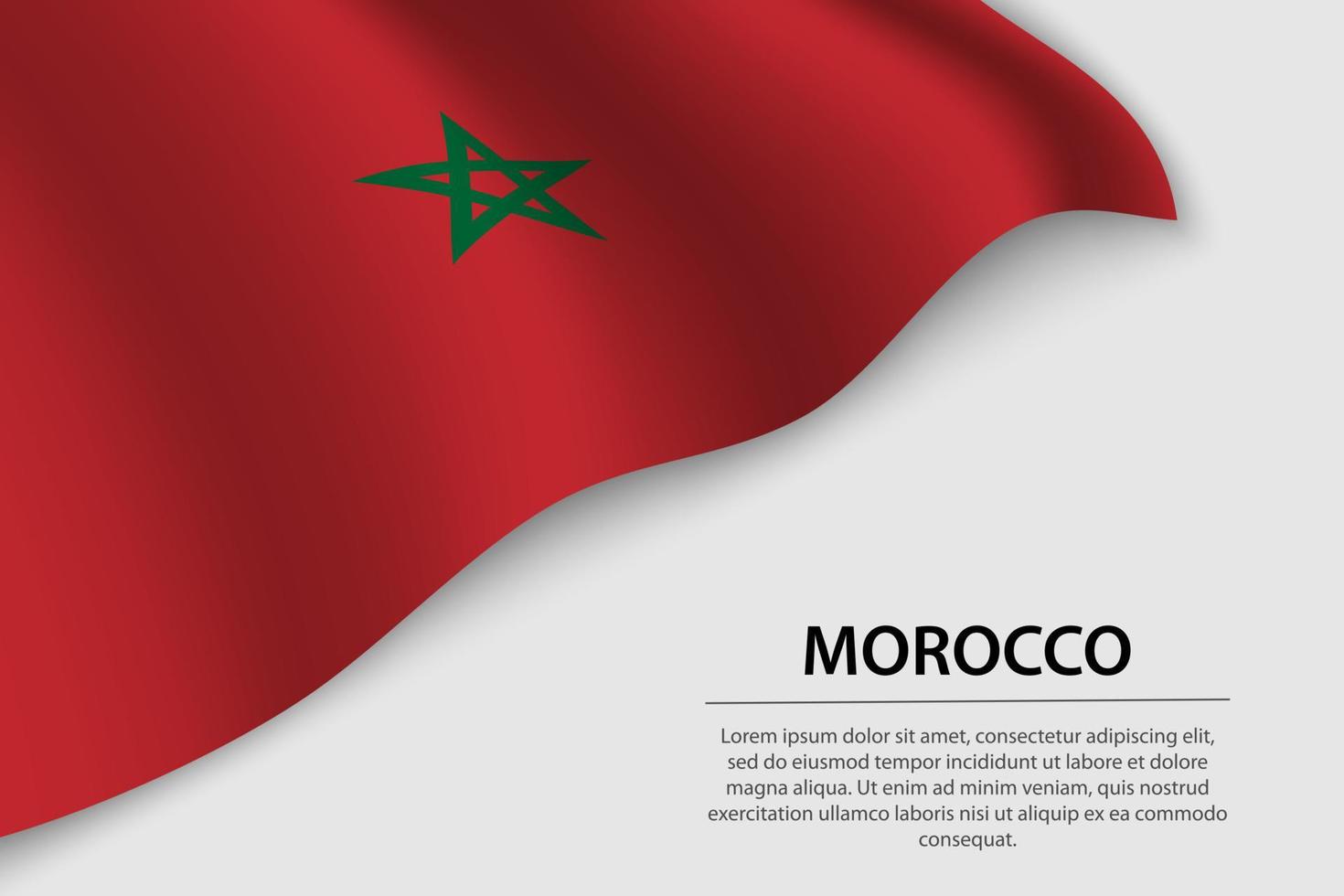 ola bandera de Marruecos en blanco antecedentes. bandera o cinta vecto vector