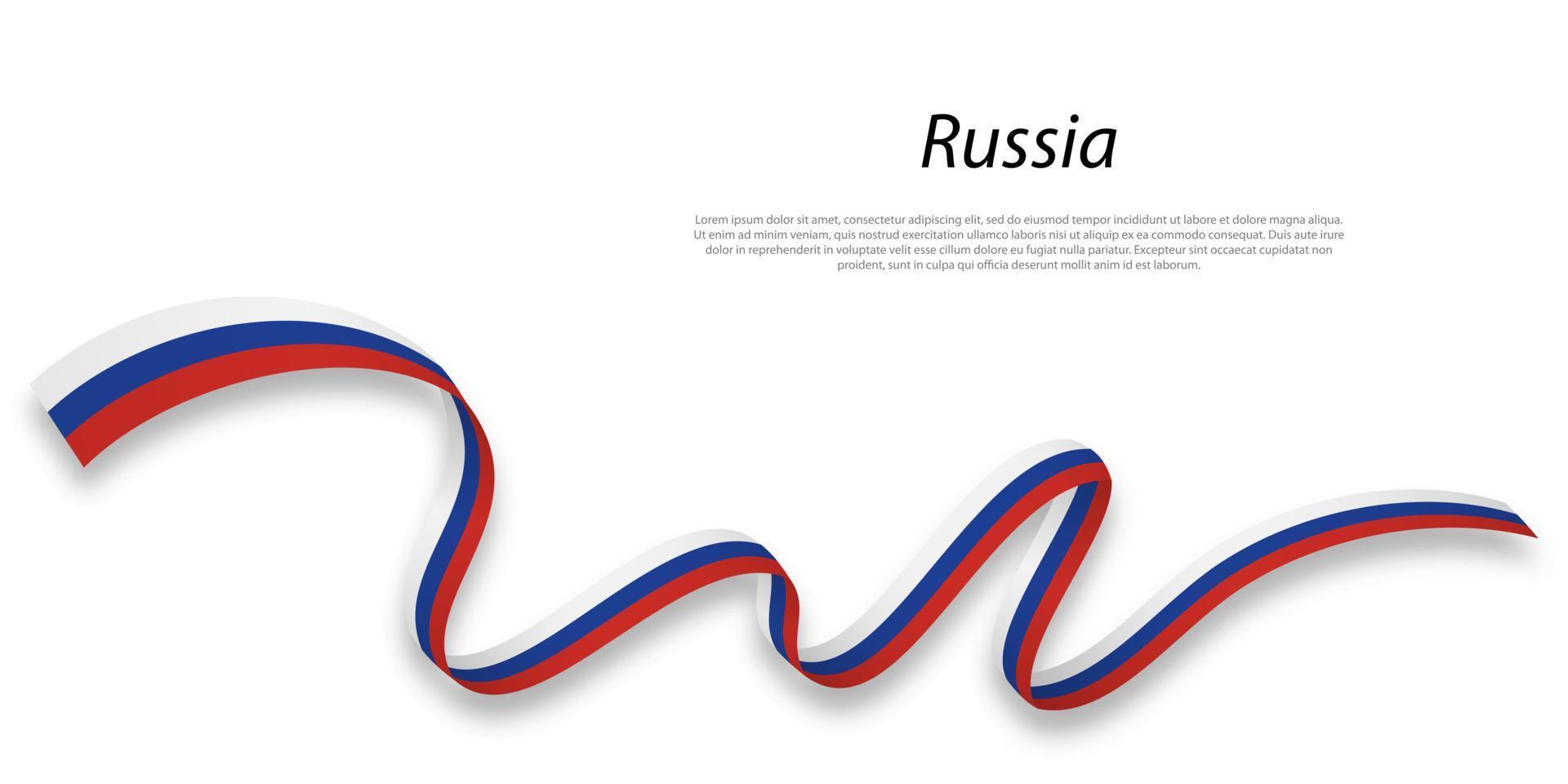 Waving ribbon or banner with flag of Russia. vector