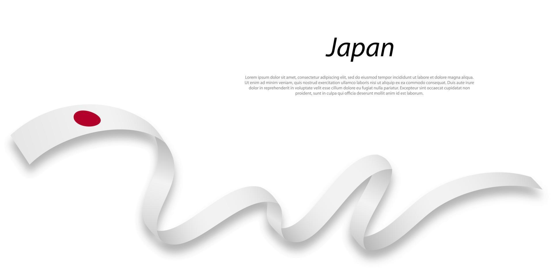 Waving ribbon or banner with flag of Japan. vector