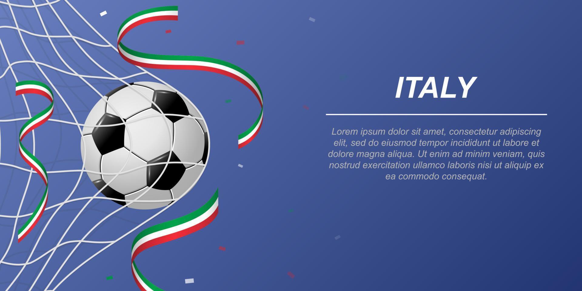Soccer background with flying ribbons in colors of the flag of Italy vector