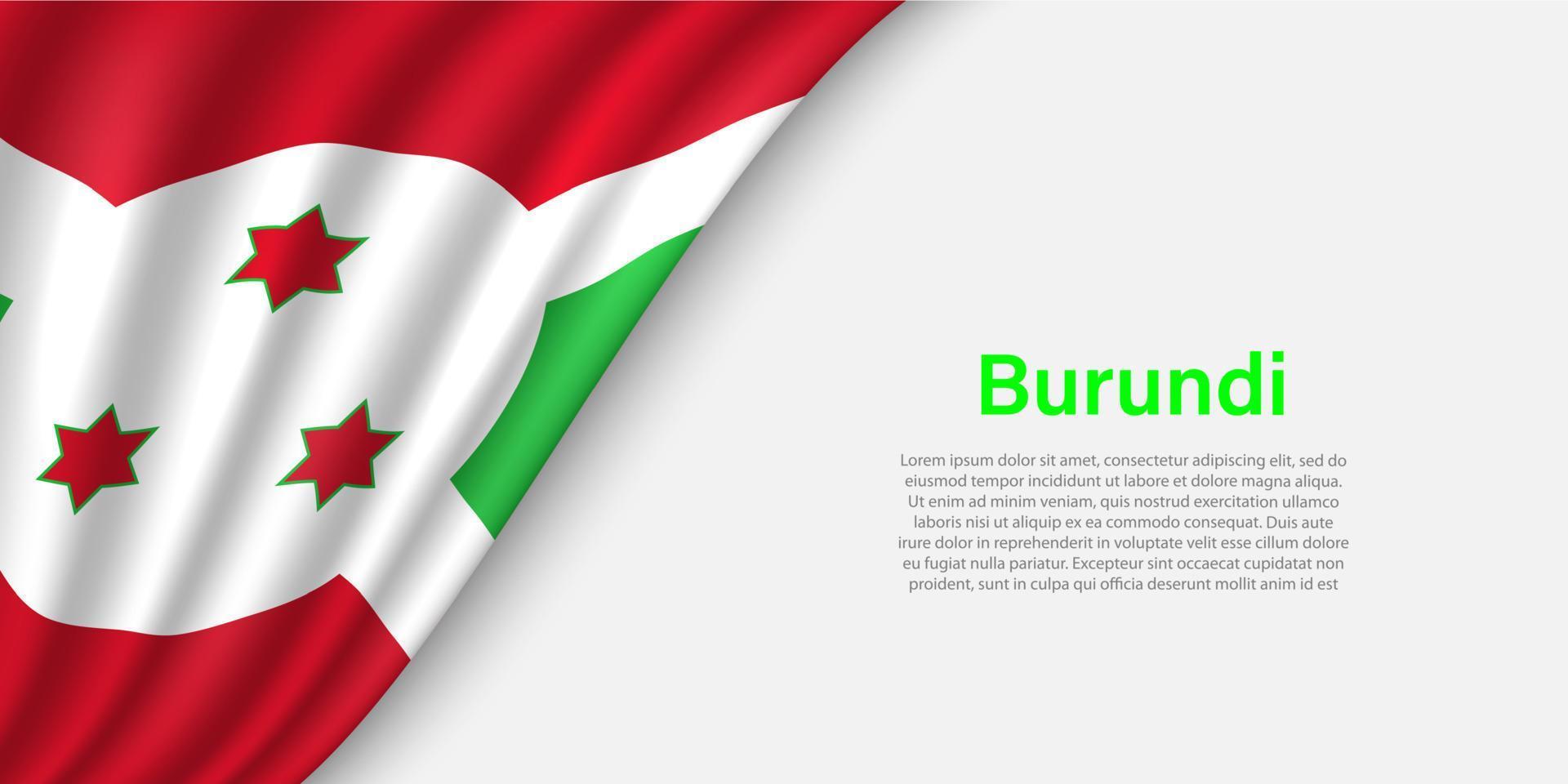 ola bandera de Burundi en blanco antecedentes. vector