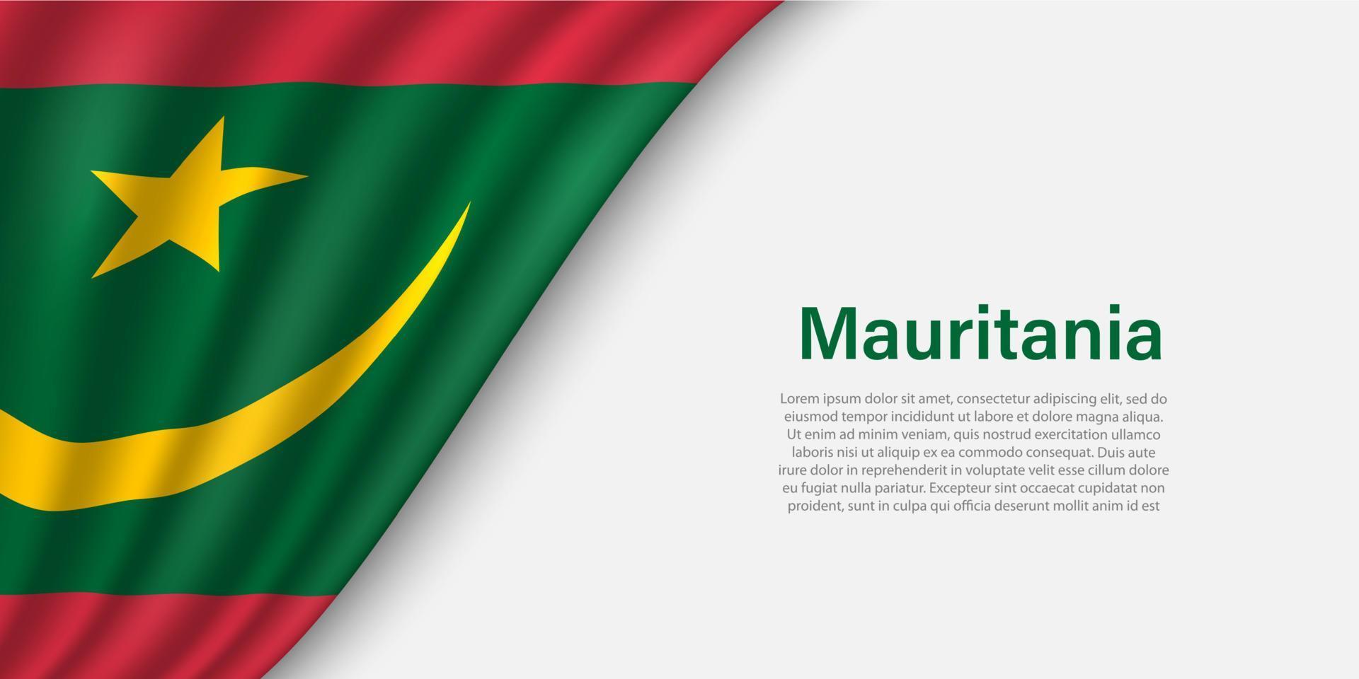 Wave flag of Mauritania on white background. vector