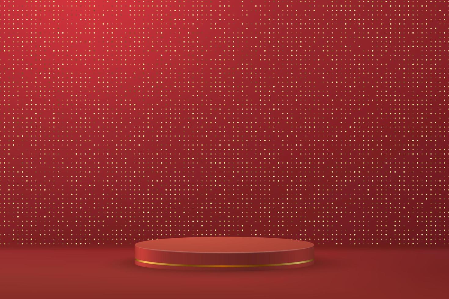 3d realistic podium or pedestal on red luxury background. vector