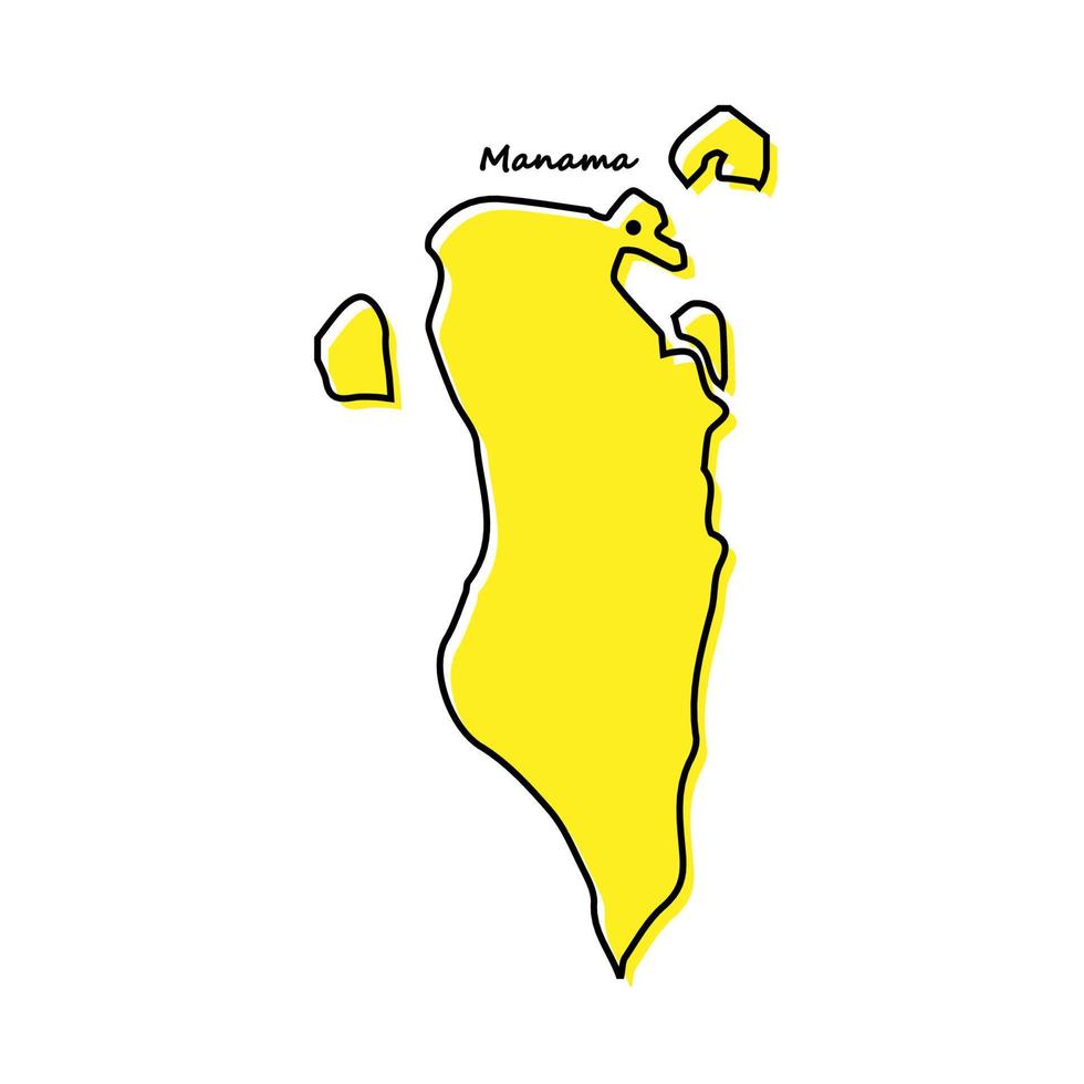 Simple outline map of Bahrain with capital location vector