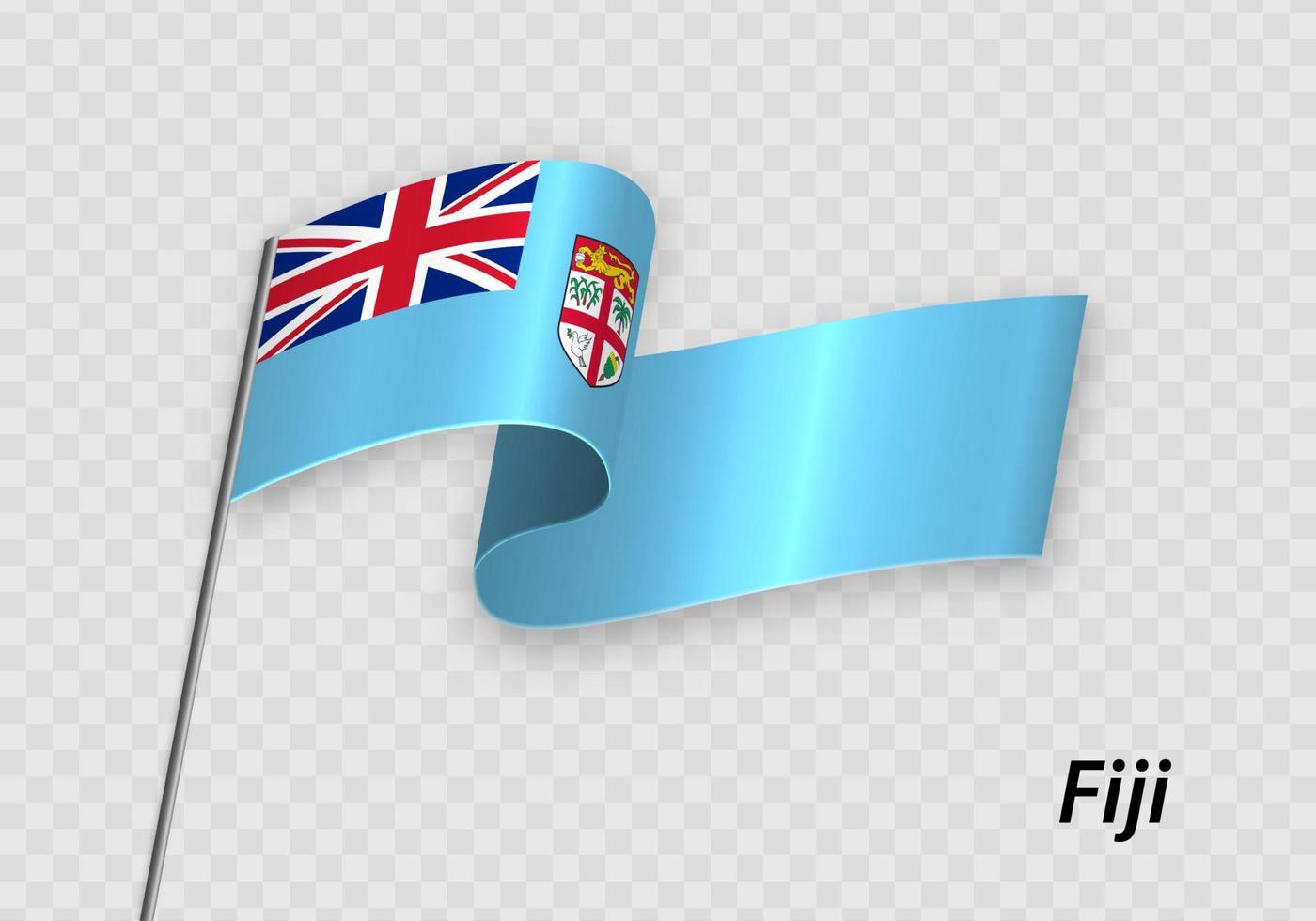 ondeando la bandera de Fiji en el asta de la bandera. plantilla para el día de la independencia vector