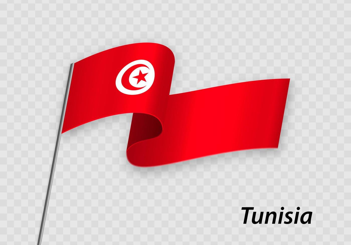 Waving flag of Tunisia on flagpole. Template for independence da vector