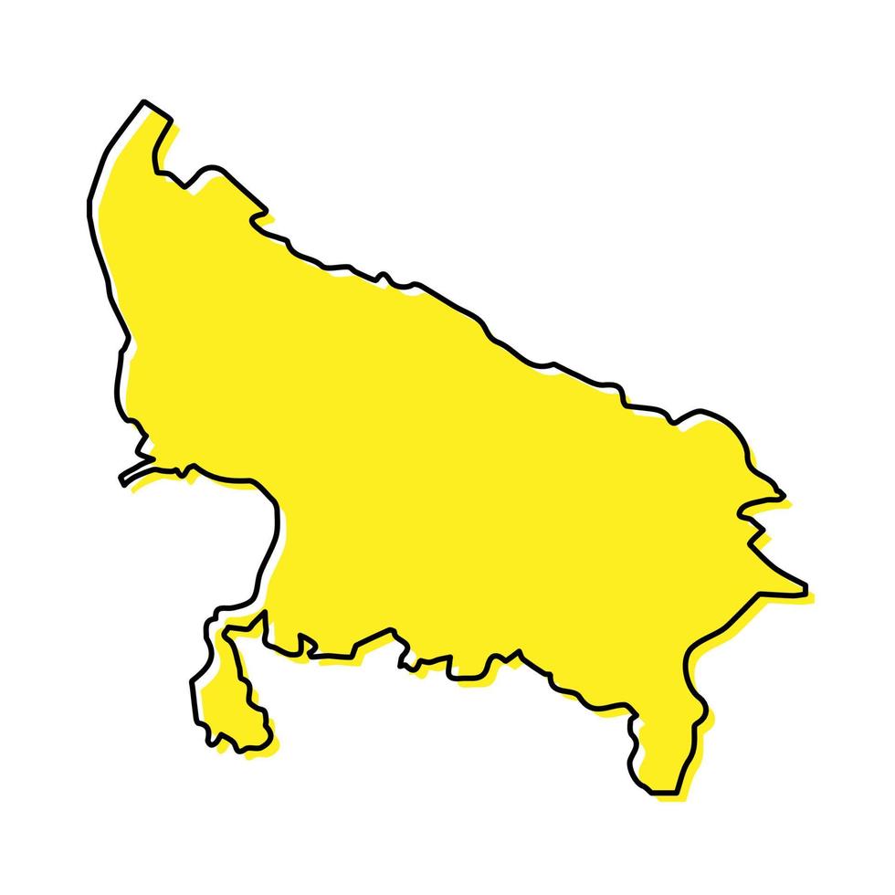 Simple outline map of Uttar Pradesh is a state of India. vector