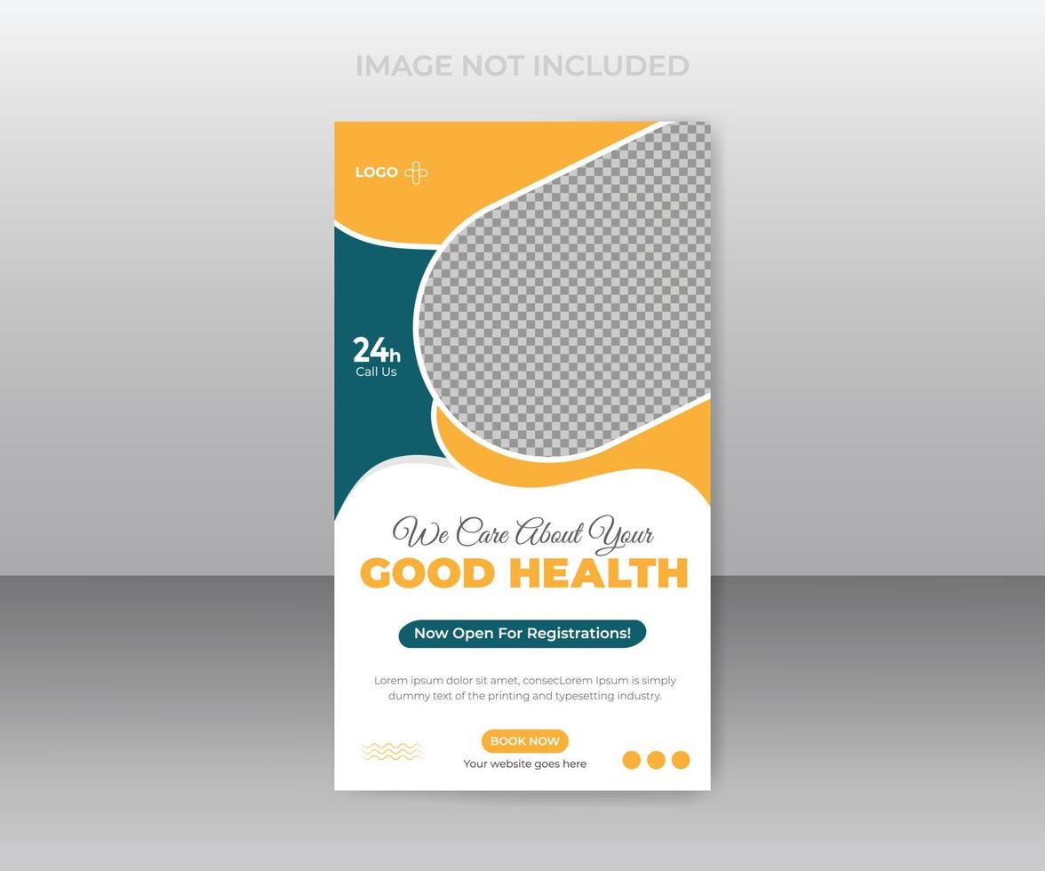 Clinic doctor social media story design template vector