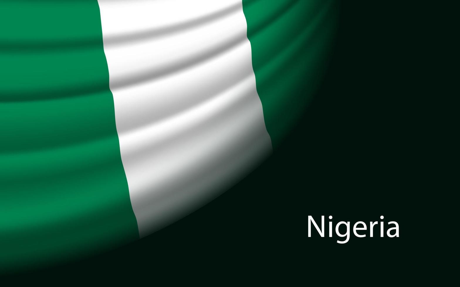 ola bandera de Nigeria en oscuro antecedentes. vector