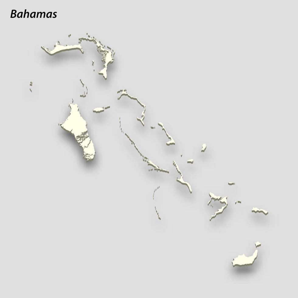 3d isometric map of Bahamas isolated with shadow vector