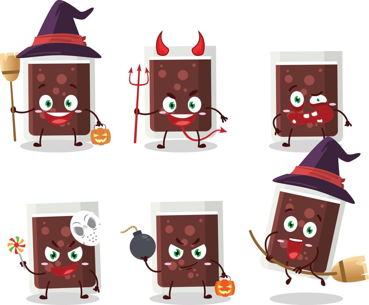 Halloween expression emoticons with cartoon character of glass of cola vector