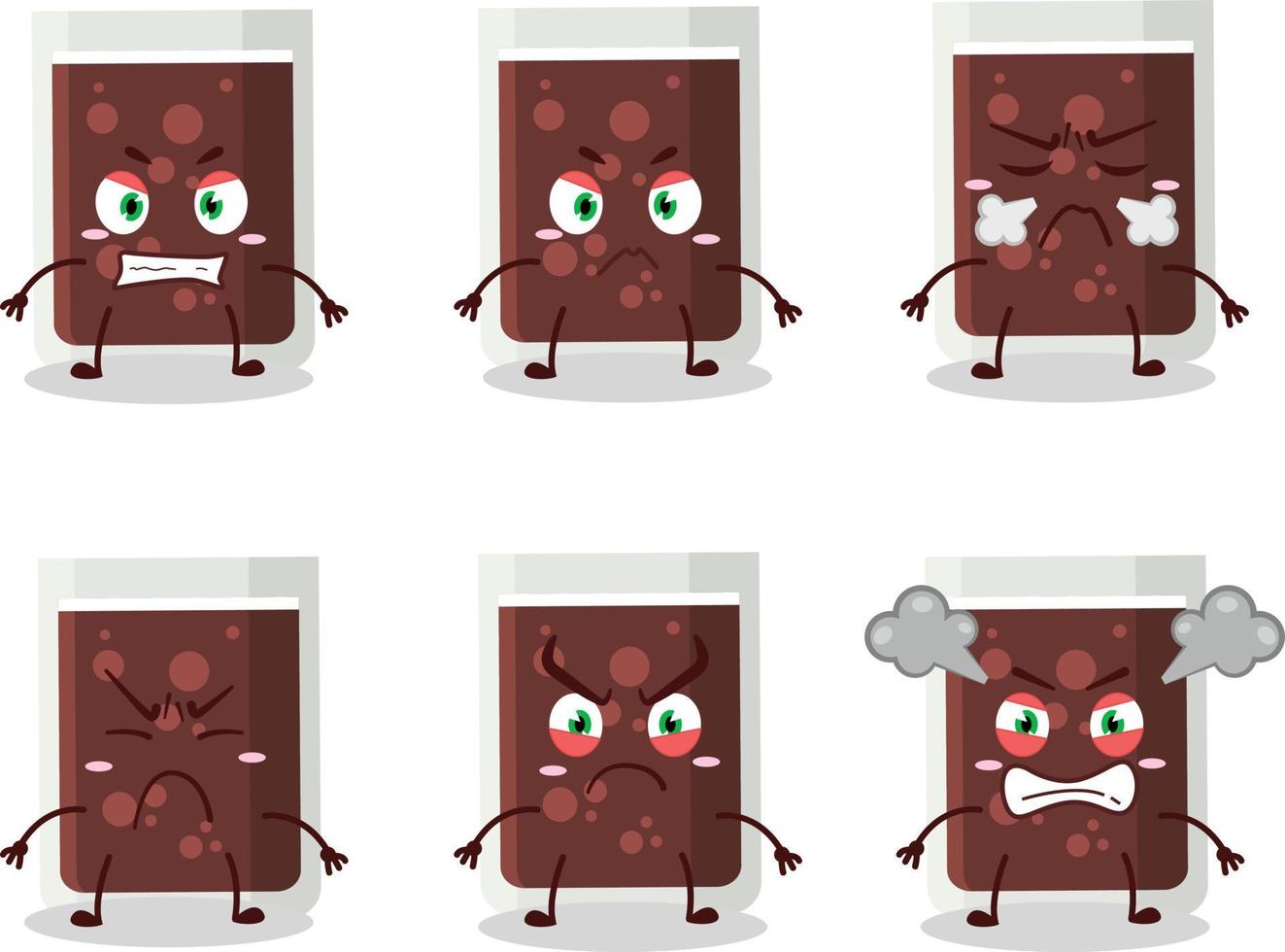 Glass of cola cartoon character with various angry expressions vector