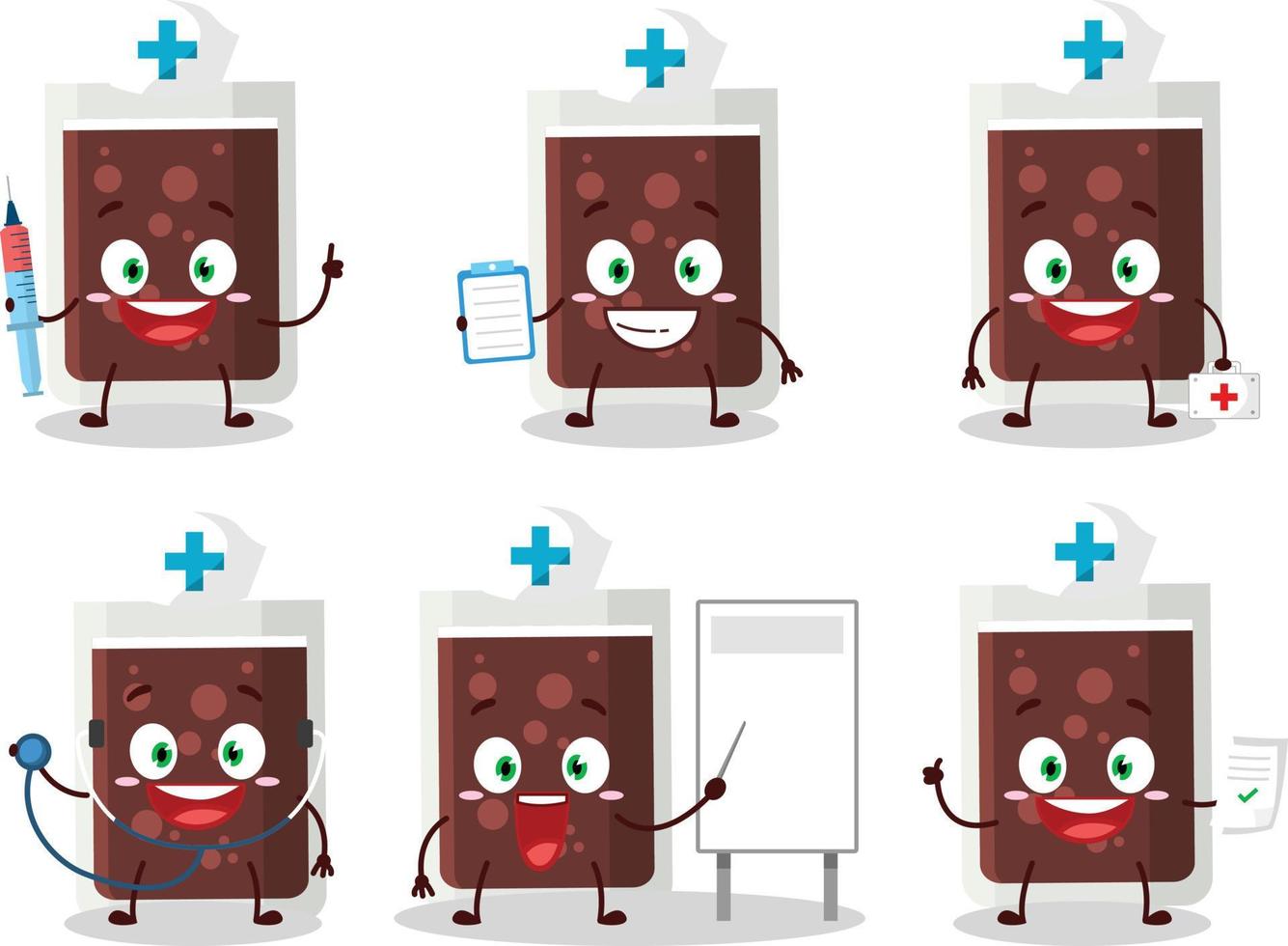 médico profesión emoticon con vaso de reajuste salarial dibujos animados personaje vector