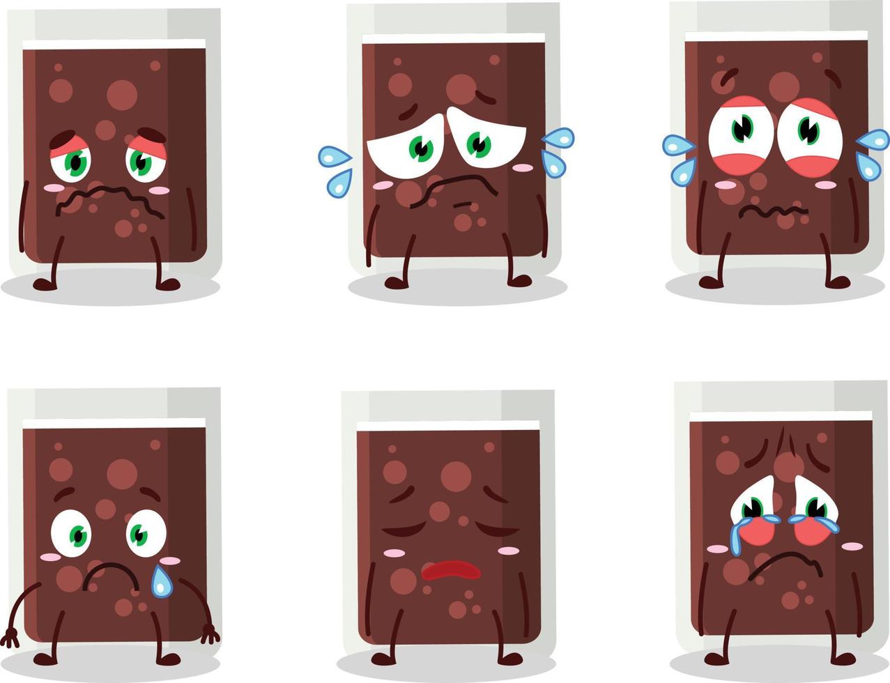 Glass of cola cartoon character with sad expression vector