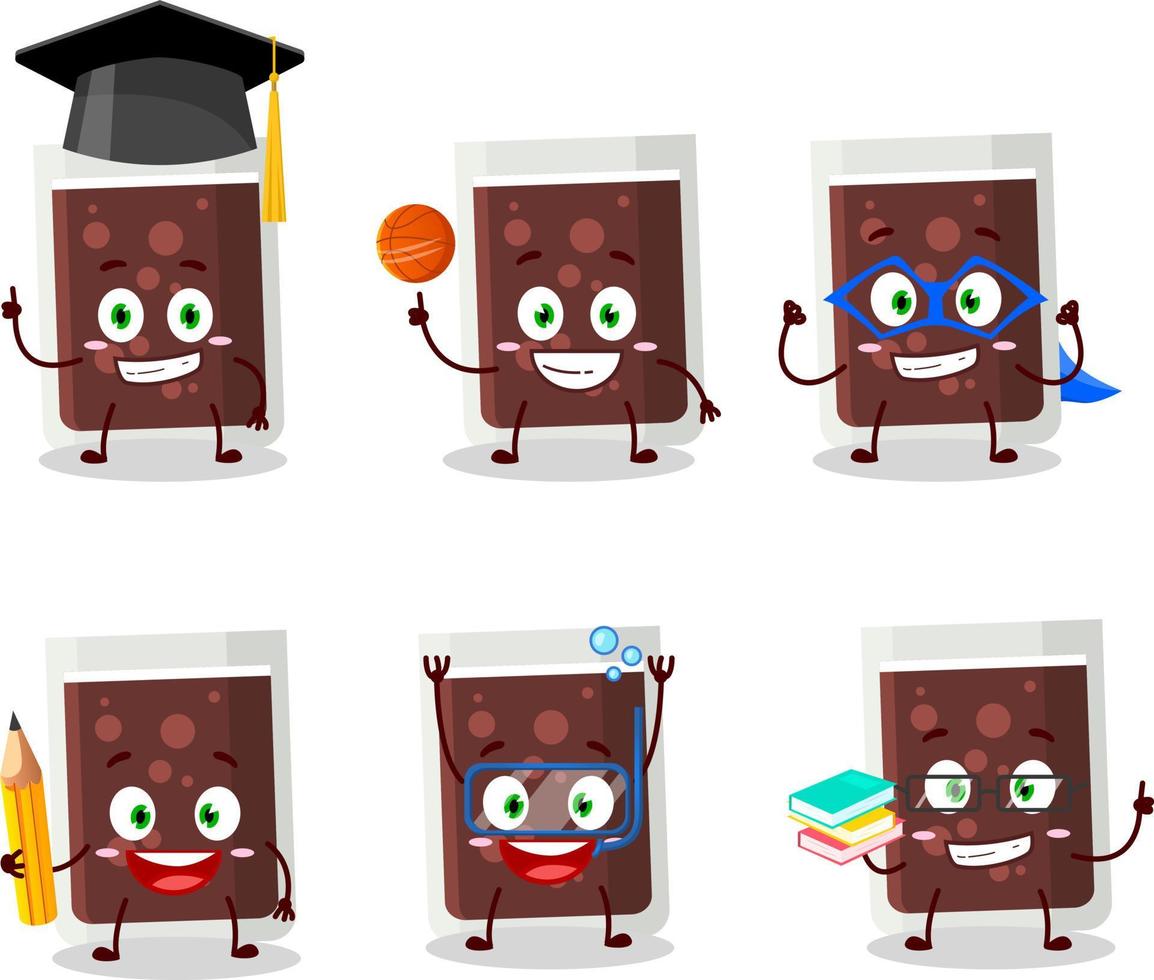 School student of glass of cola cartoon character with various expressions vector