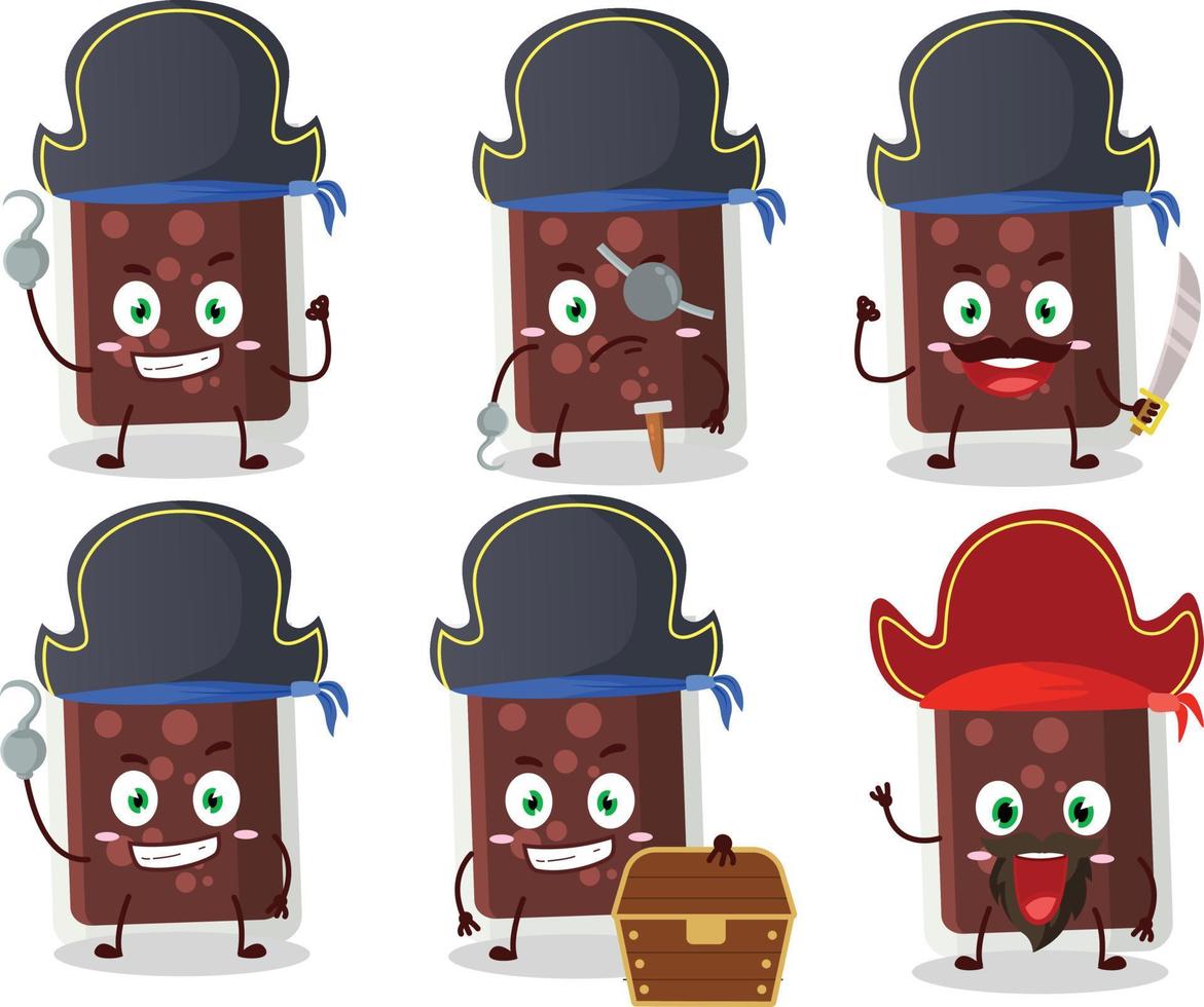 Cartoon character of glass of cola with various pirates emoticons vector