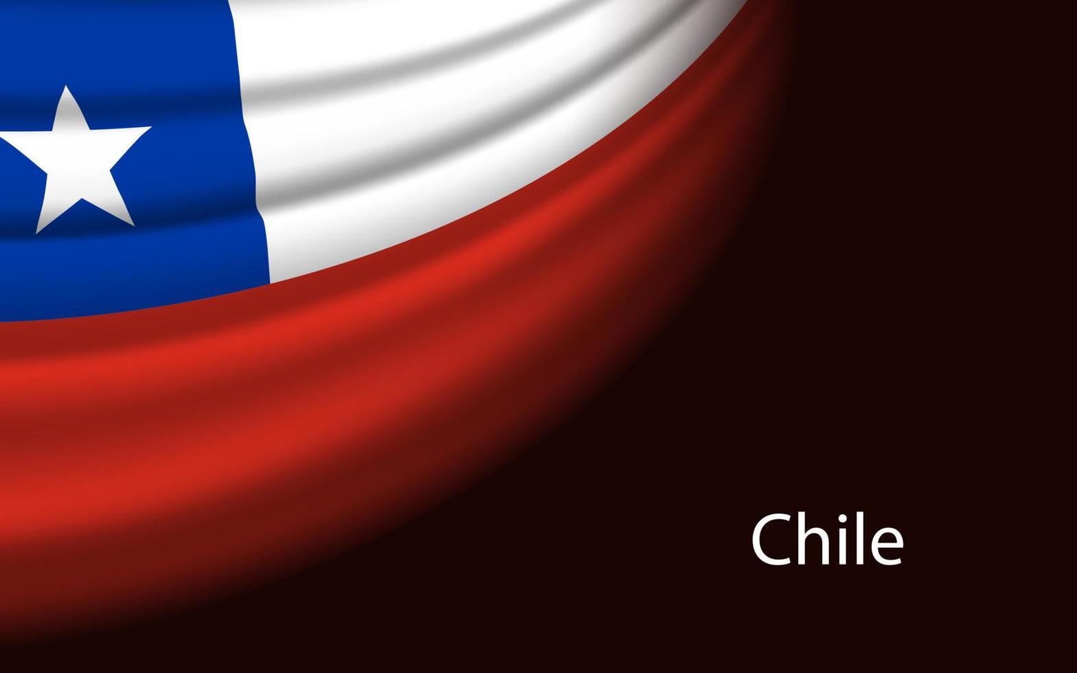 Wave flag of Chile on dark background. vector