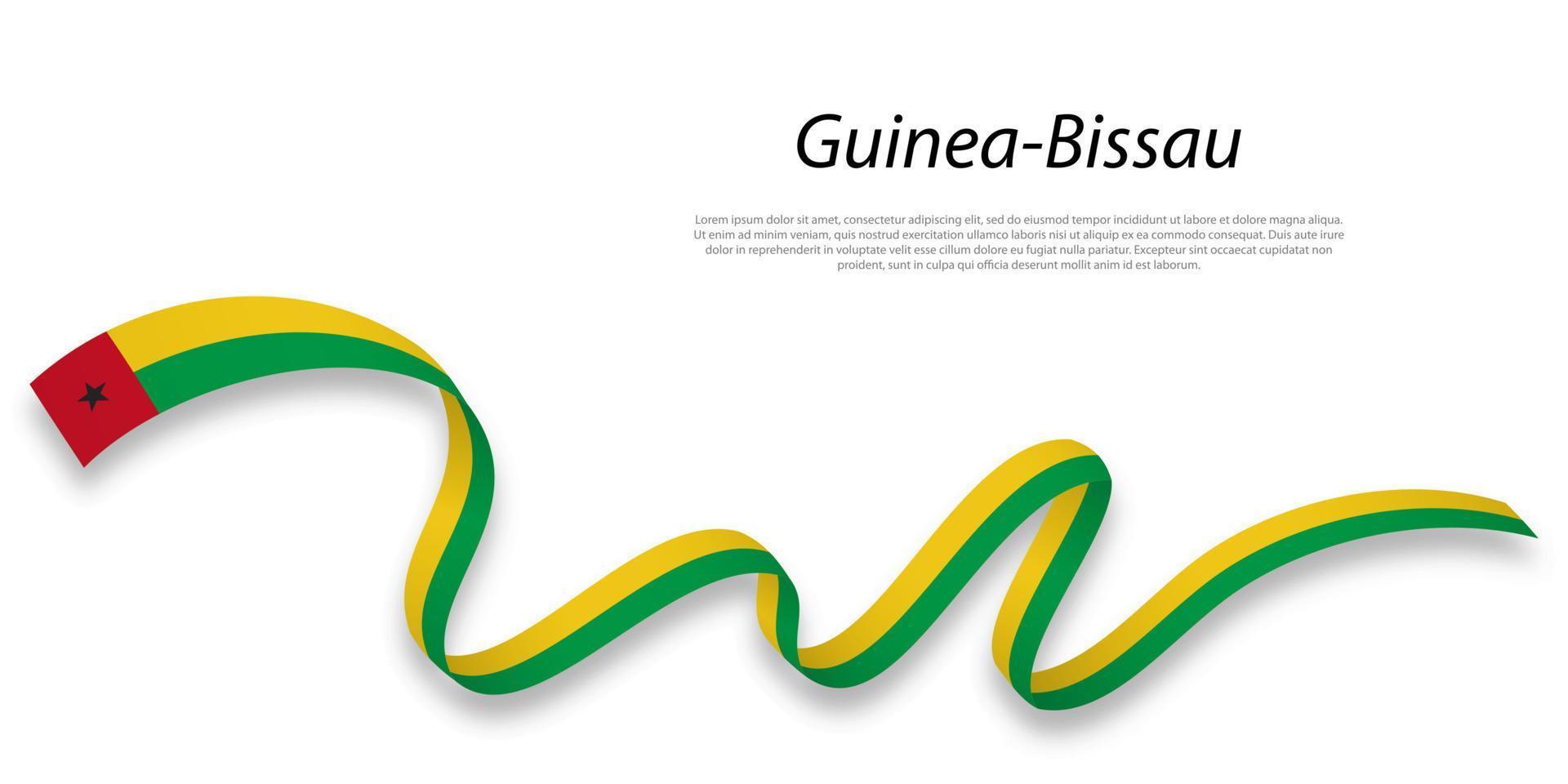 Waving ribbon or banner with flag of Guinea-Bissau. vector