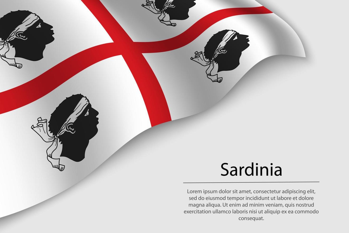 Wave flag of Sardinia is a region of Italy. vector