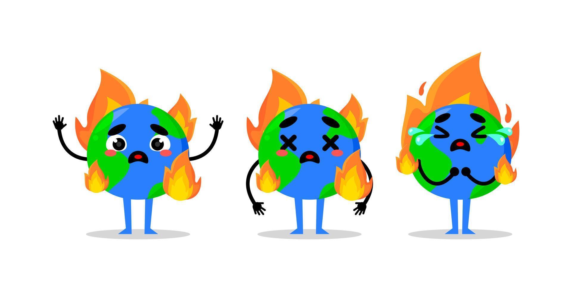 angry earth cute mascot illustration. mascot illustration about global warming. vector