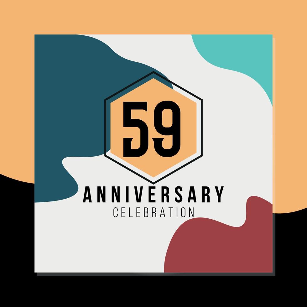 59th year anniversary celebration vector colorful abstract design on black and yellow background template illustration