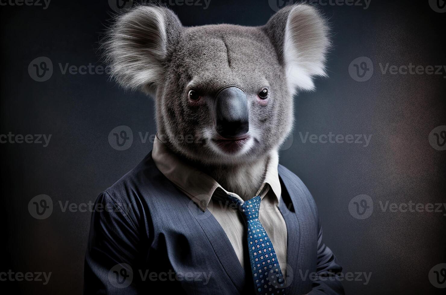 Portrait of koala businessman. Animal head in business suit. photo