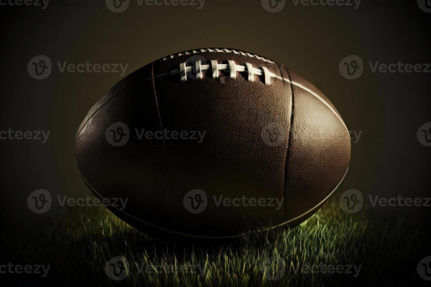 Ball of American football on the grass background. photo