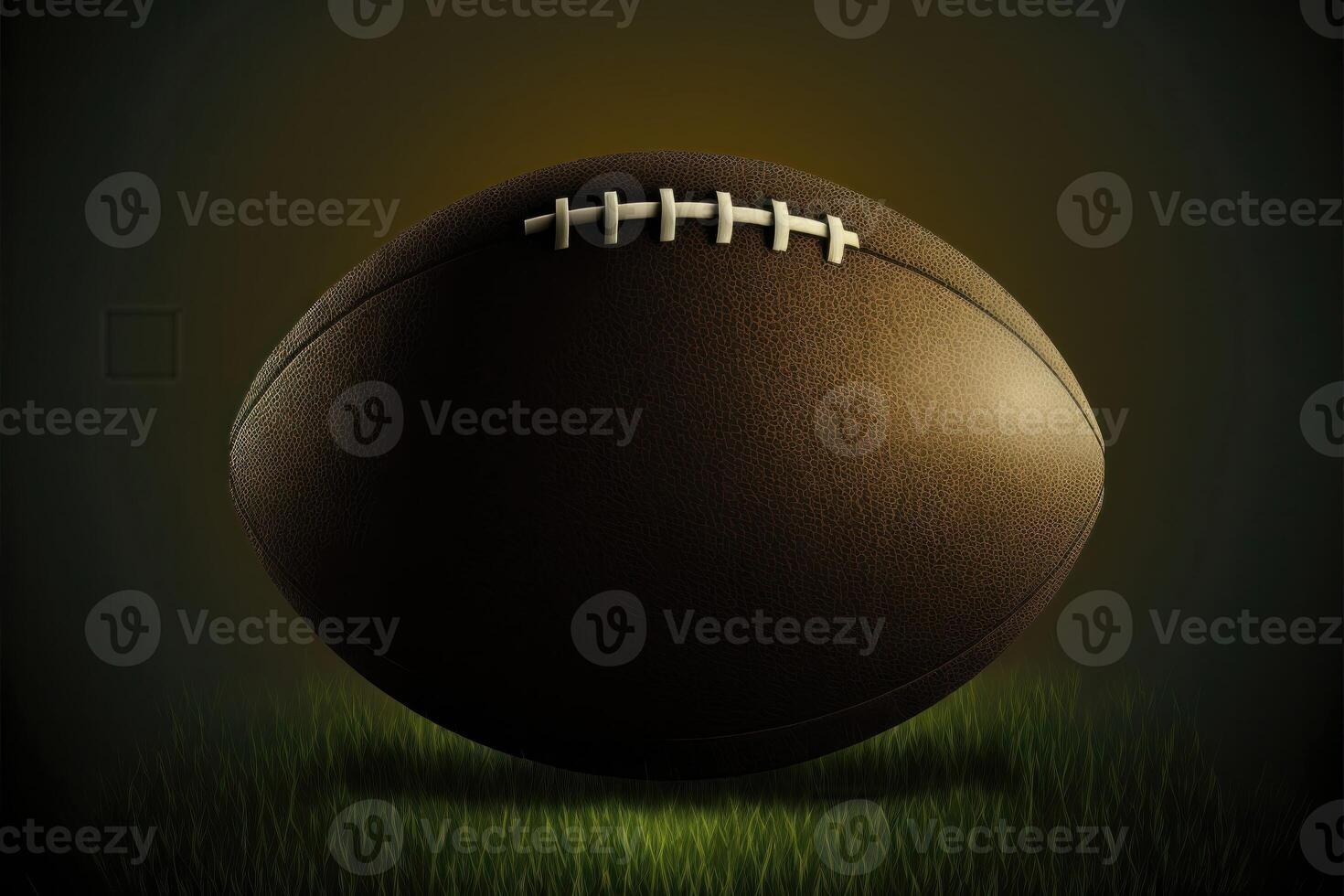 Ball of American football on the grass background. photo