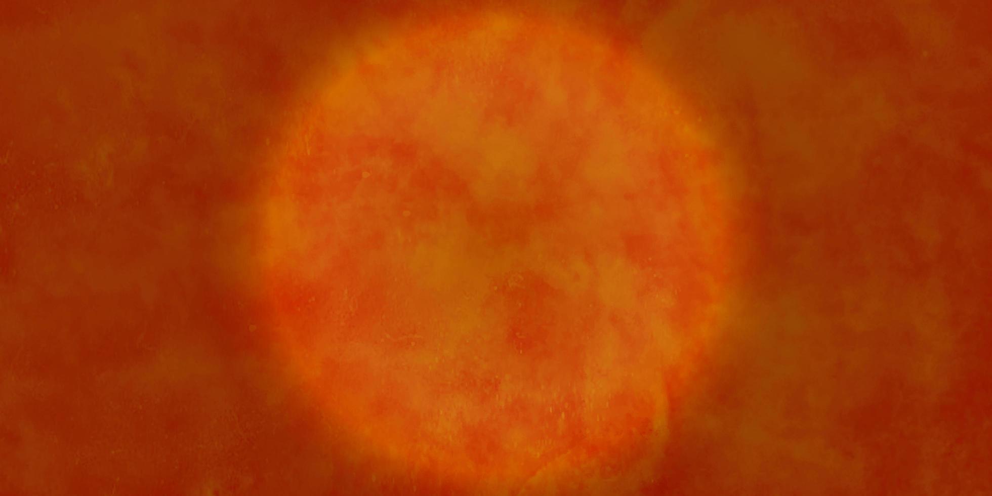 Circular shape, abstract Sun drawing, Orange, red and yellow circle with uneven edges. Watercolor sun isolated on dark background. Grunge colorful painting background with space for text. photo