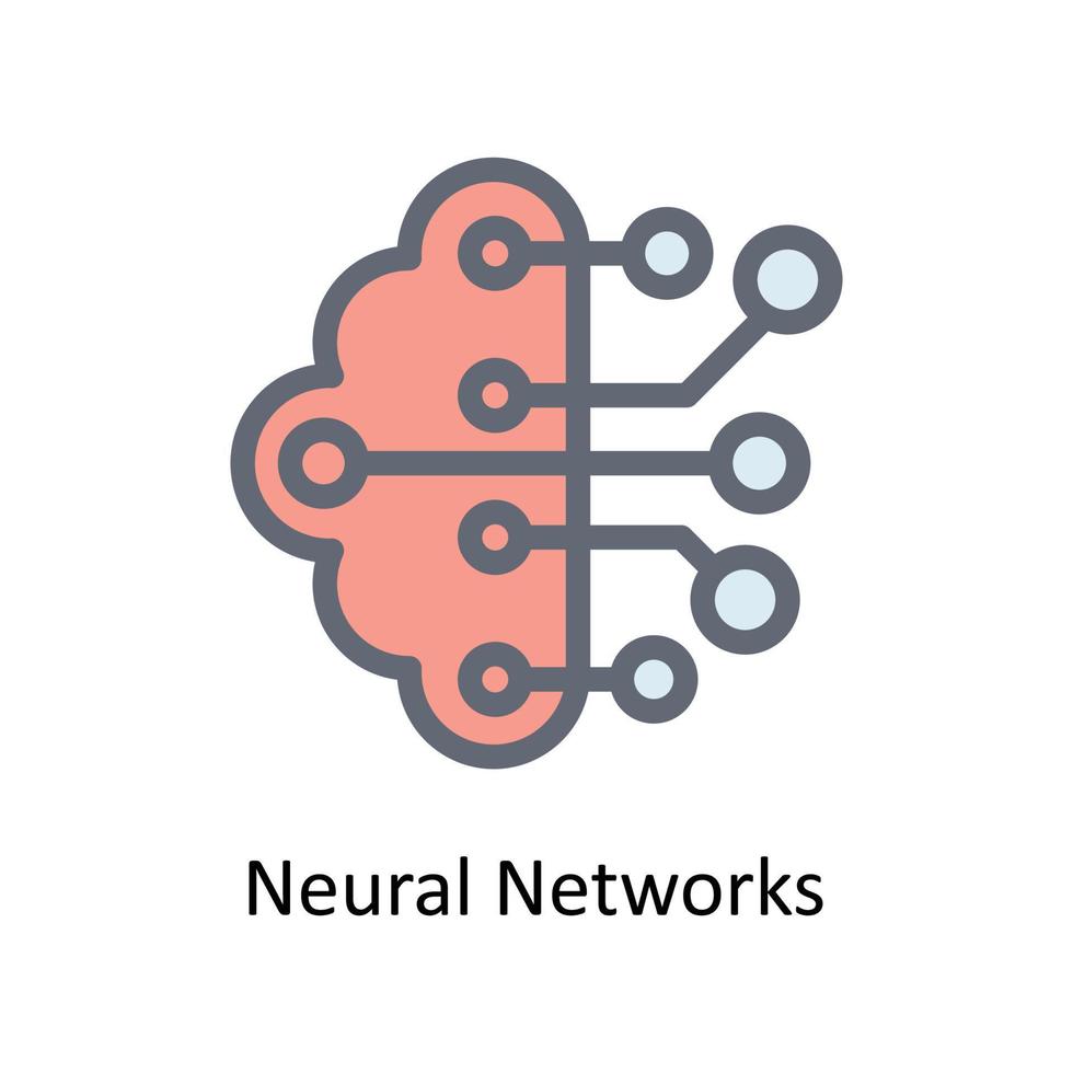 Neural Networks Vector  Fill outline Icons. Simple stock illustration stock