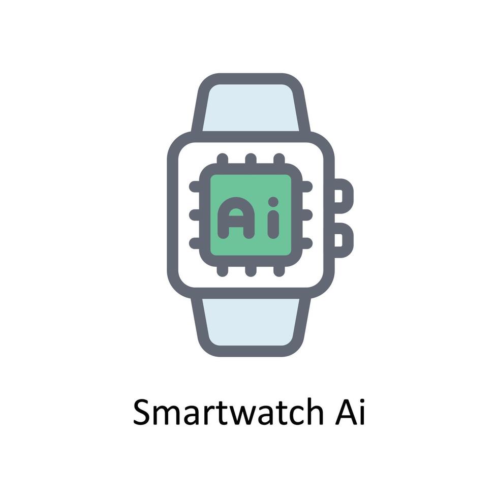 Smart watch Ai Vector  Fill outline Icons. Simple stock illustration stock