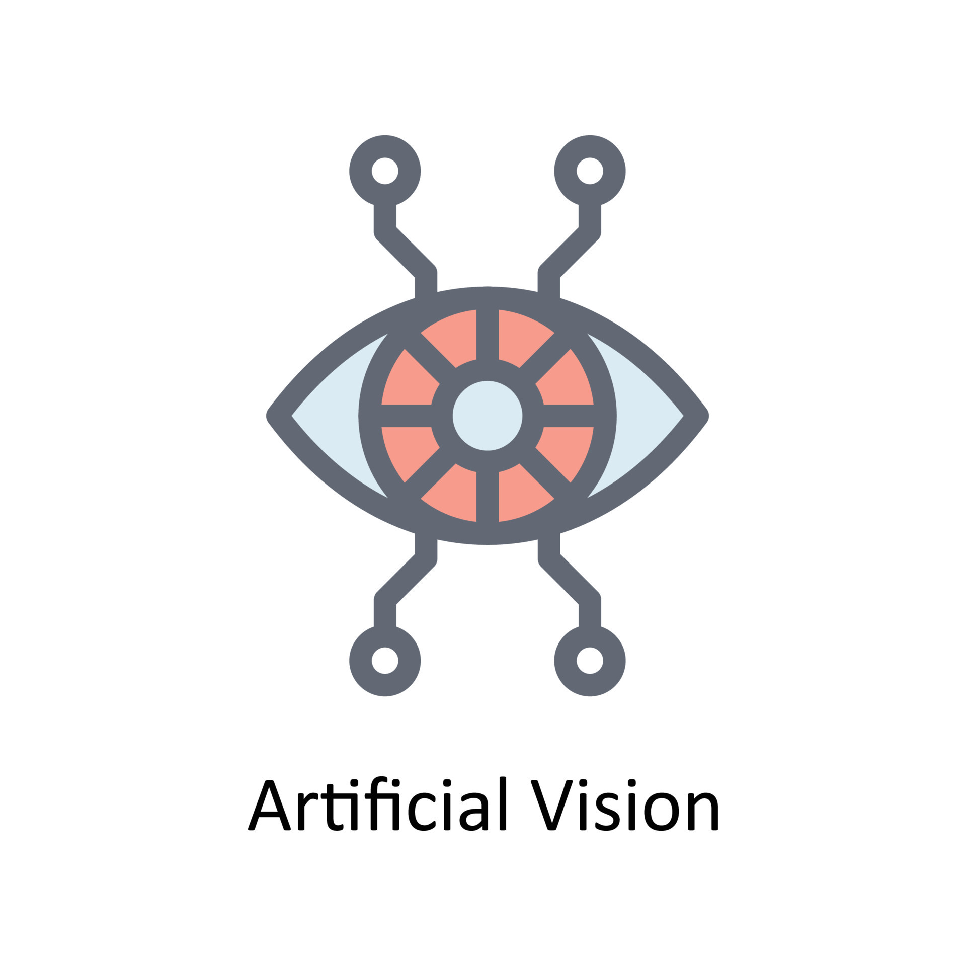 Artificial Vision Vector Fill outline Icons. Simple stock illustration