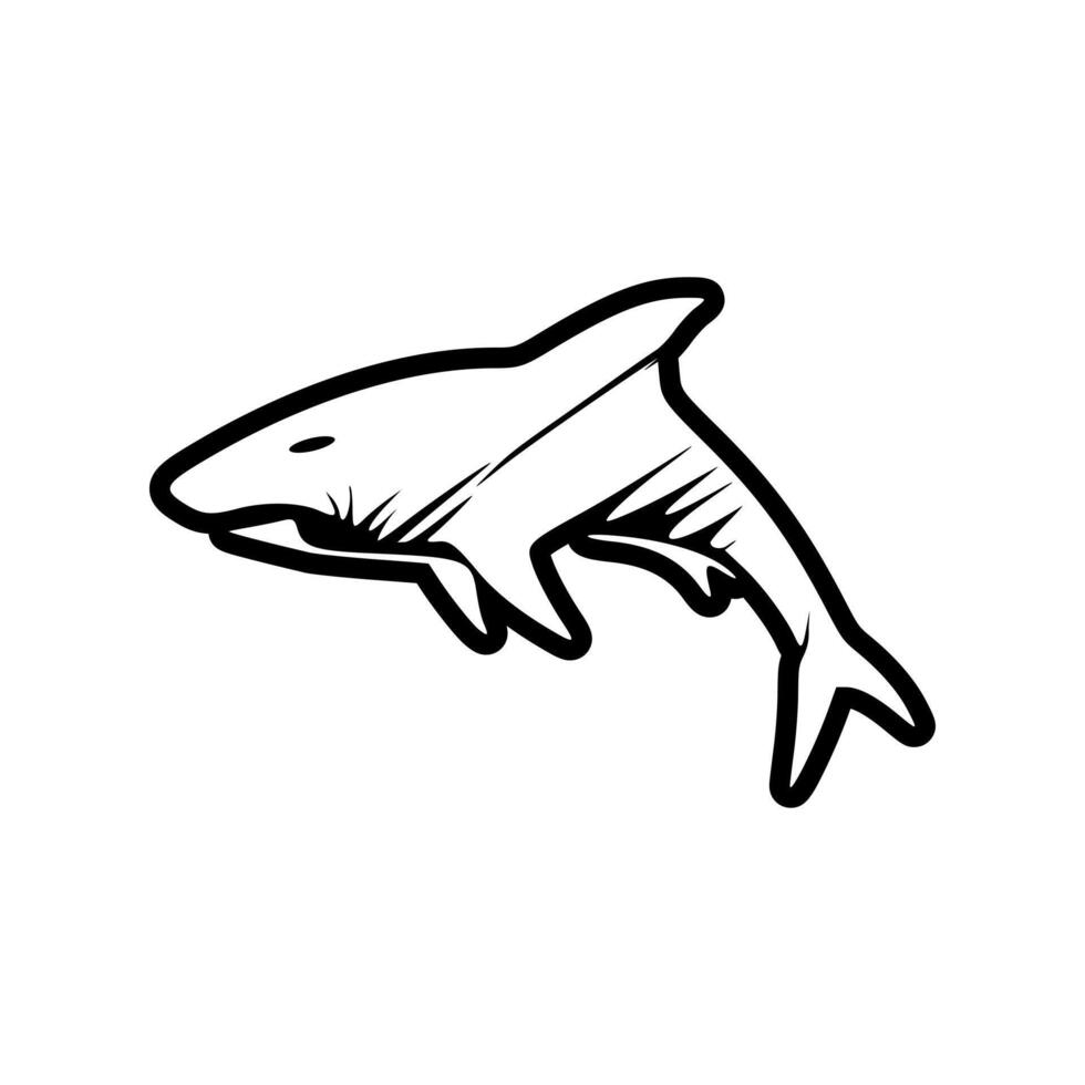 Vector logo of a shark in black and white.