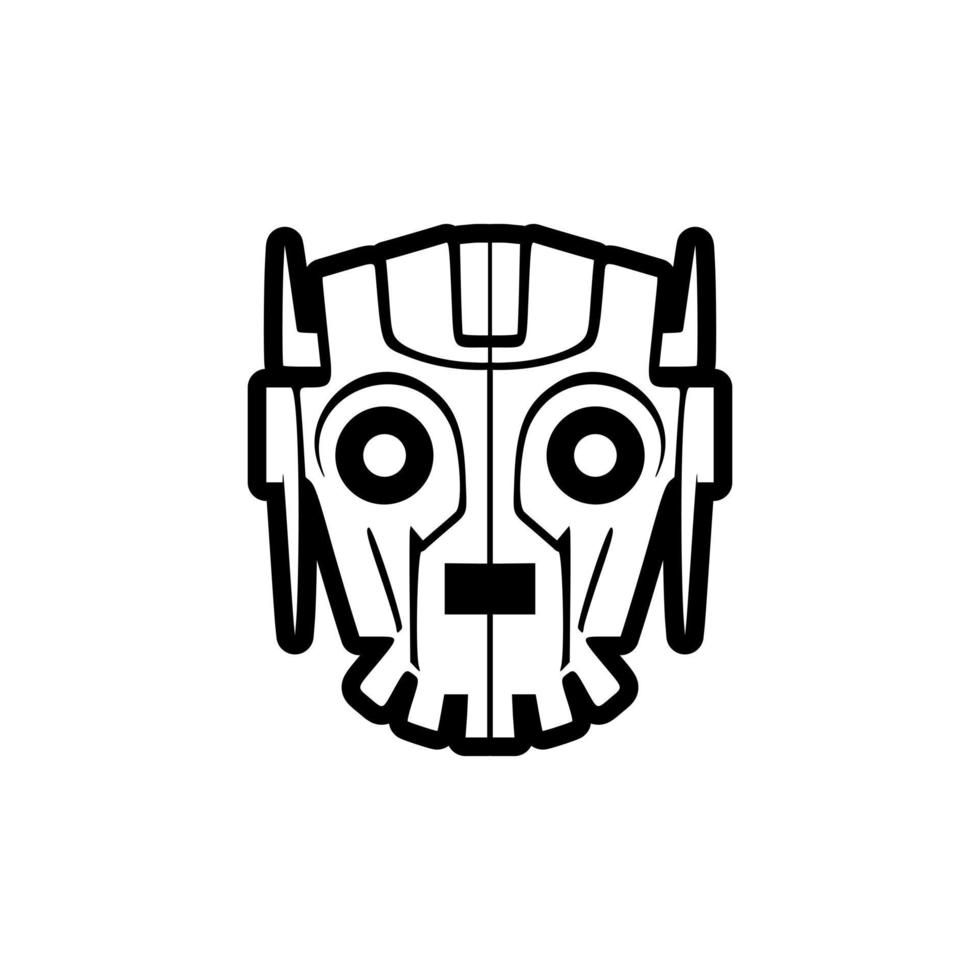 A robot logo in black and white vector form.