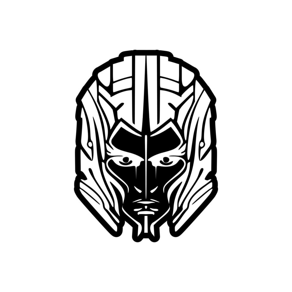 Vector logo of a black and white robot.