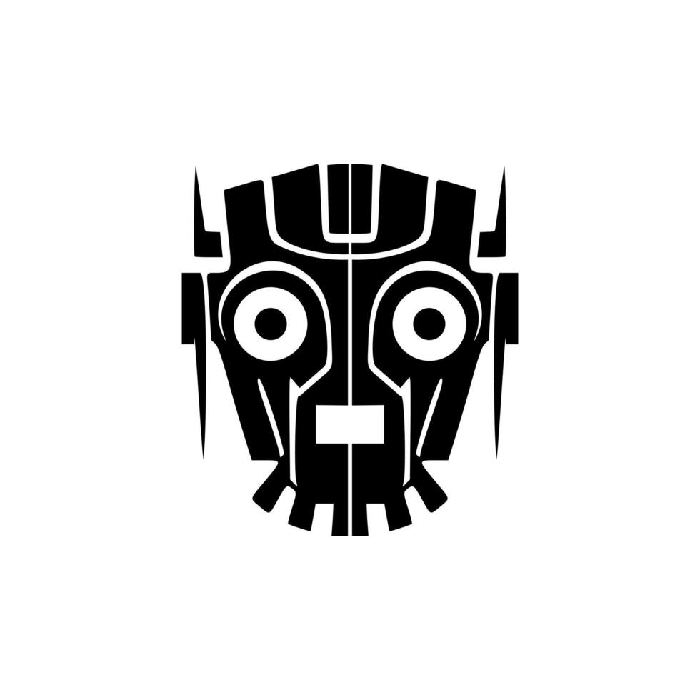 Robot logo with black and white vector artwork.