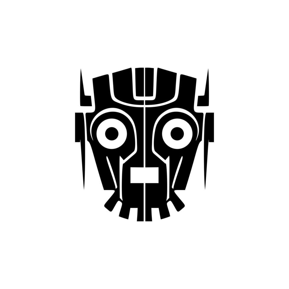 Robot logo with black and white vector artwork.