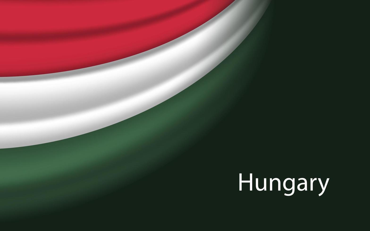 Wave flag of Hungary on dark background. Banner or ribbon vector