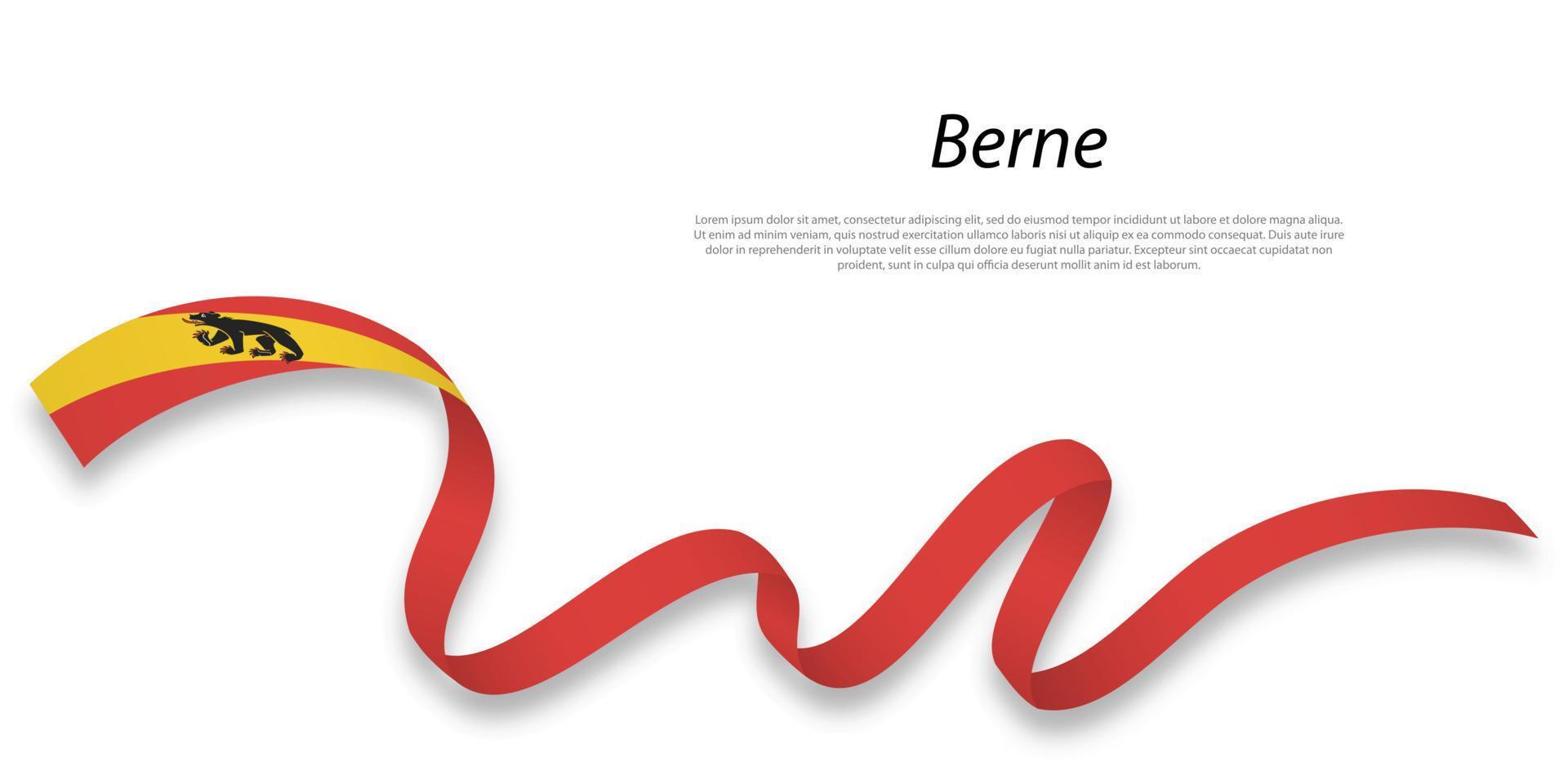 Waving ribbon or stripe with flag of Bern vector