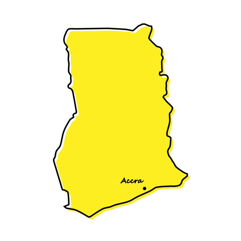 sencillo contorno mapa de Ghana con capital ubicación vector