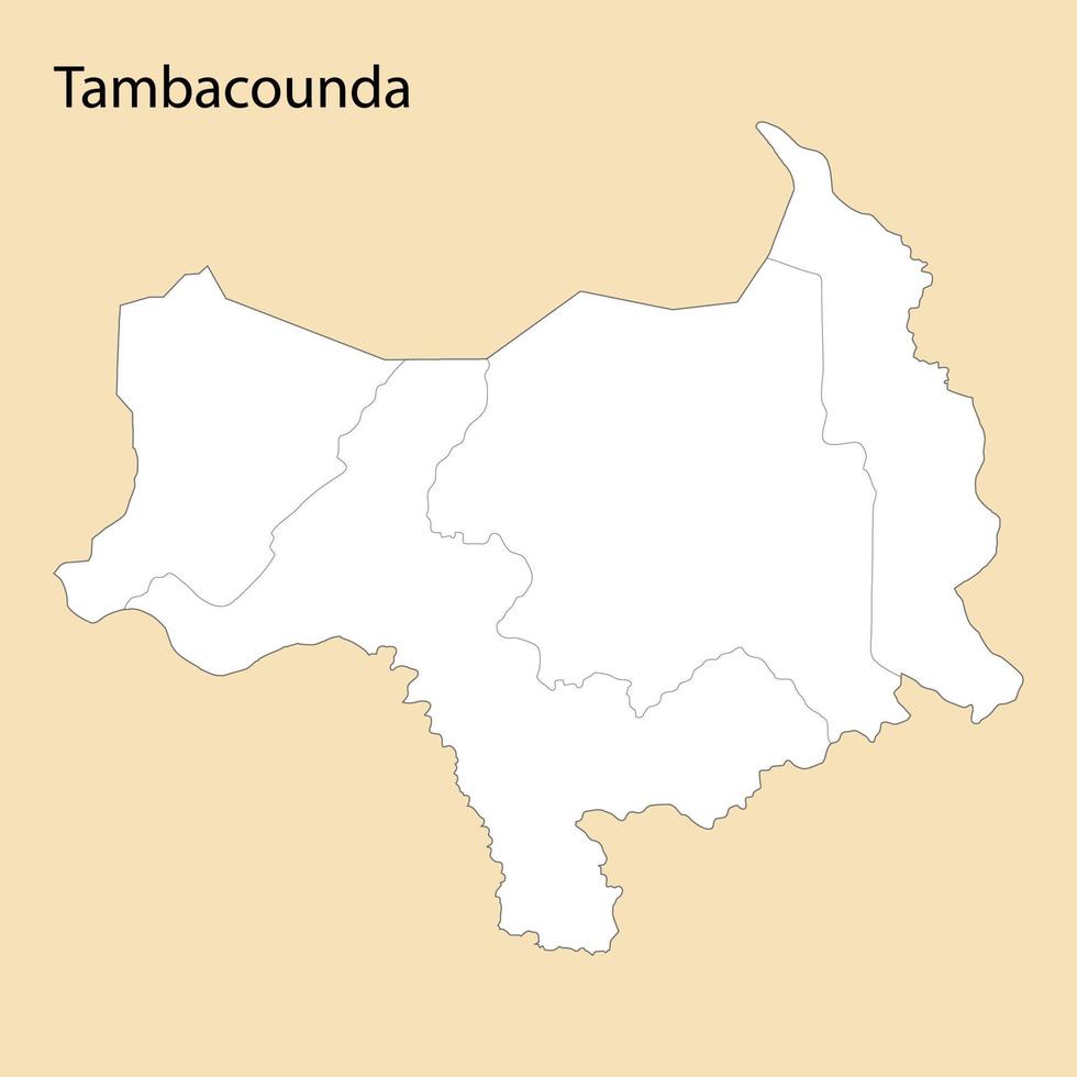 High Quality map of Tambacounda is a region of Senegal, vector