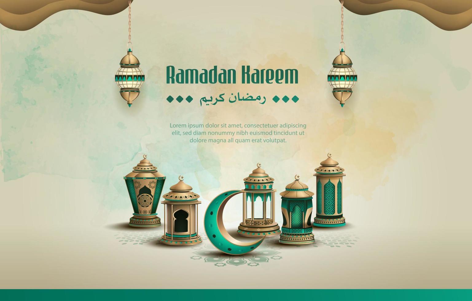 islamic greeting ramadan kareem card design vector