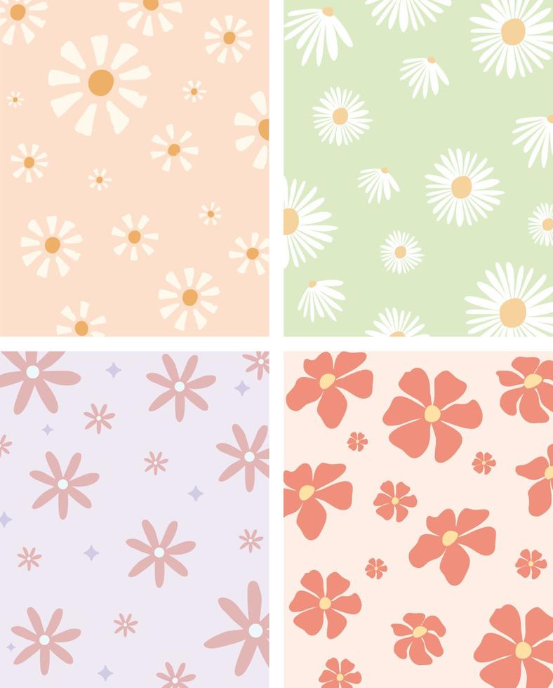 Cute Flower Pattern Aesthetic Background vector