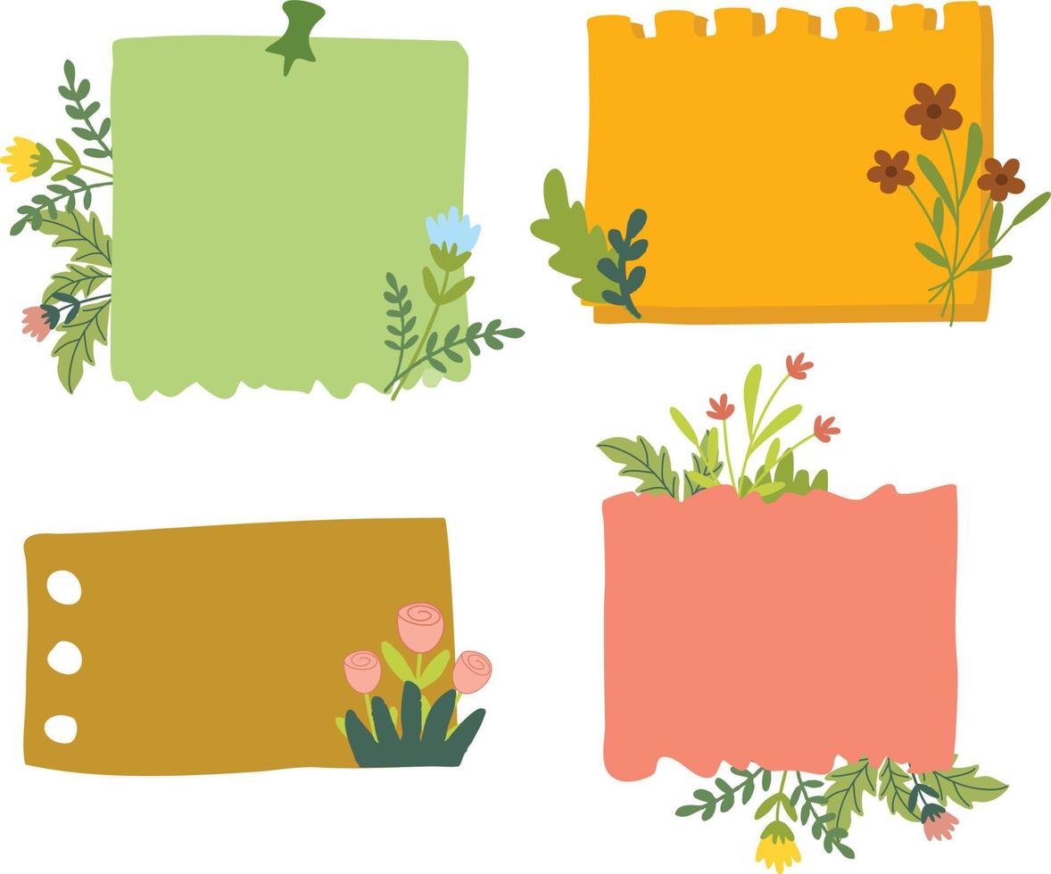 Paper Notes with Mixed Flower Decoration vector