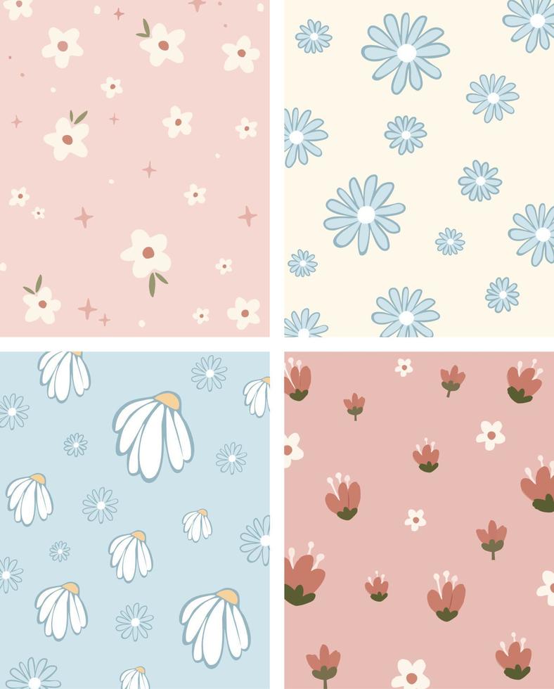 Cute Flower Pattern Aesthetic Background vector