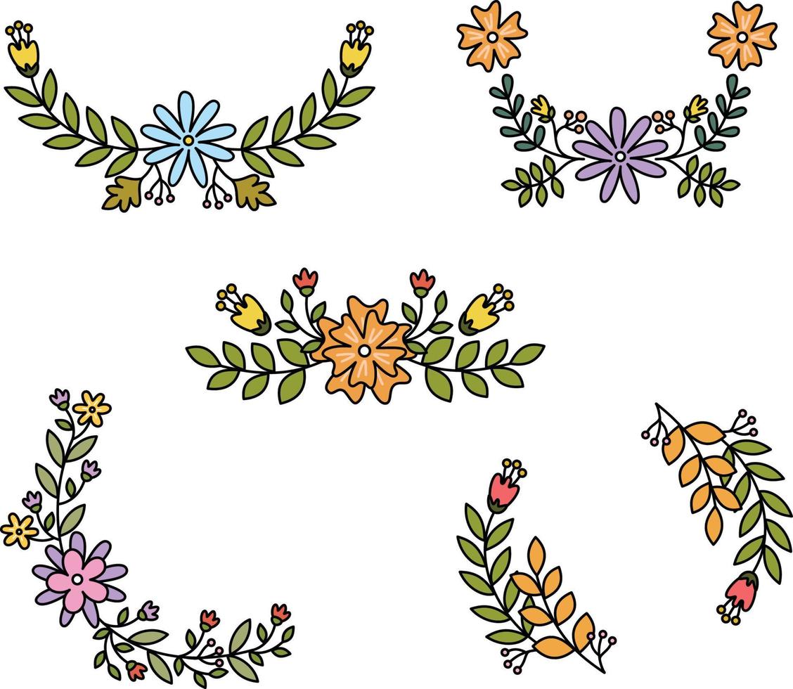 Cute Botanical Flower Ornament Frame Decoration vector