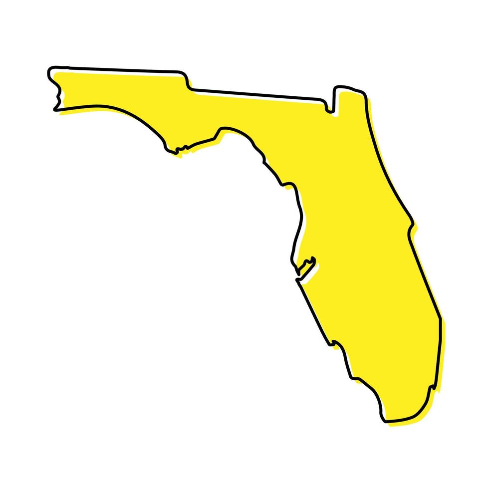 Simple outline map of Florida is a state of United States. Styli vector