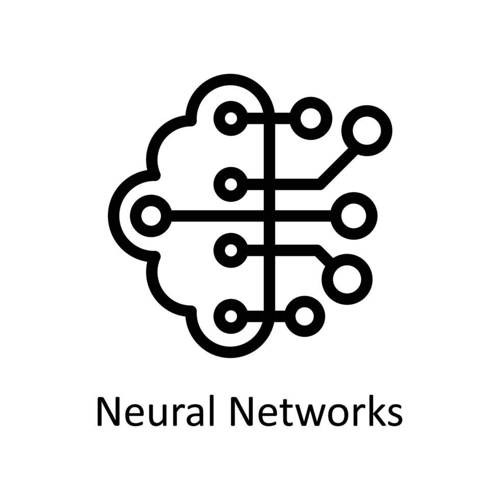 neural redes vector contorno iconos sencillo valores ilustración valores